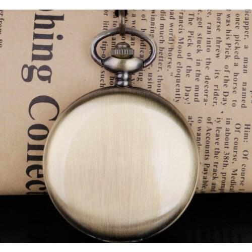 Retro Case Quartz Men Pocket Watch Chain Stainless Steel Smooth Face Classic Pocket Watches For Men Women