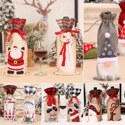 QIFU Christmas Wine Bottle Cover Christmas Decorations For Home Santa Claus Christmas Ornament Table Decor 2022 Navidad Gift