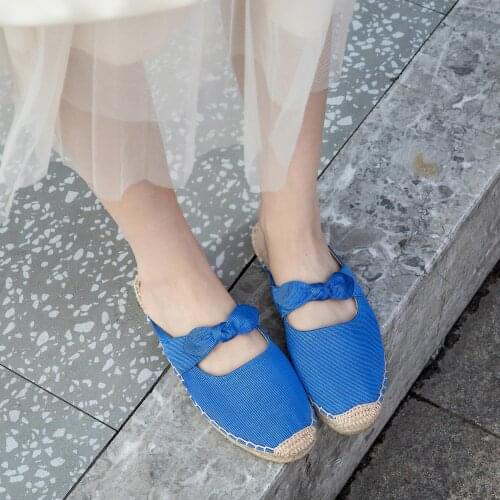 Sandals 2021 summer ladies canvas shoes bow flat bottom