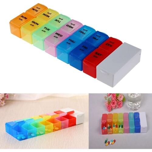 Detachable Pill Organizer Box Medication Reminder with Splitter Cutter