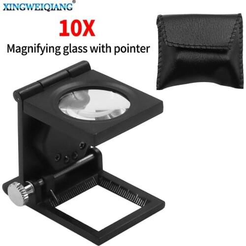 Foldable jewelry handheld magnifying glass pocket exquisite jewelry magnifying 10X LED zinc alloy magnifying glass