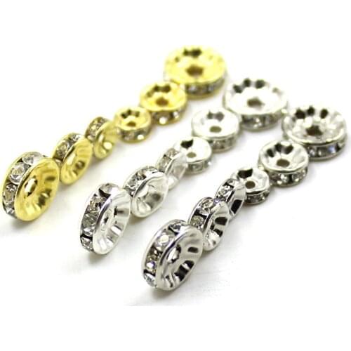 Yanqi Wholesale 6/8/10mm Crystal Rhinestone Spacer Beads For Jewelry Making Bracelet Necklace DIY Beaded Material Accessories