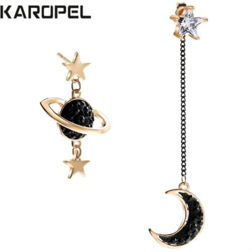 New Asymmetrical Star Moon Earrings Women Fashion Korean Temperament Earring Long Personality Ear Jewelry Exquisite Earrings