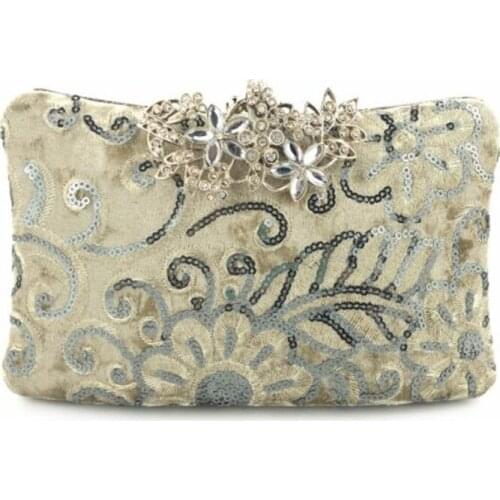 2020 women sequins evening clutch bling flowers banquet wallets with chain embroidery shoulder bags drop shipping MN1588