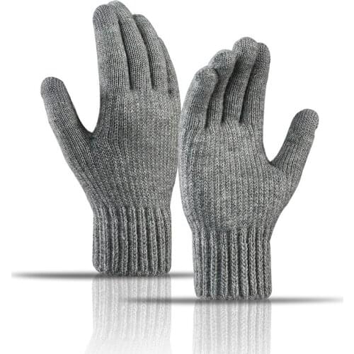Winter Mens Knitted Gloves Touch Screen High Quality Solid Color Cold Gloves Thicken Warm Cashmere Outdoor Cycling Driving Glove