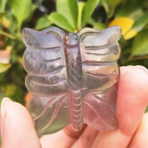 1pcs Natural flourite crystal butterfly gemstone quartz Butterflies Healing gift