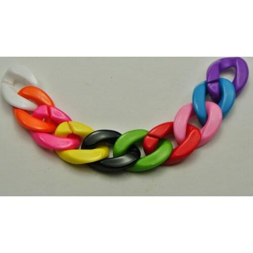 100 Mixed Color Acrylic Flat Twist Oval Open Ring Beads 23X16mm Connector link Chain