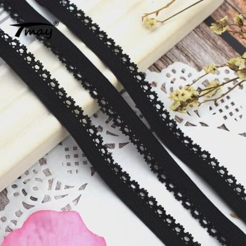 #1544 Pure Black Elastic Ribbon Lace Trim 8yards/lot Stretch elastic band sewing Lace Ribbon Fabric for DIY Underwear Pants