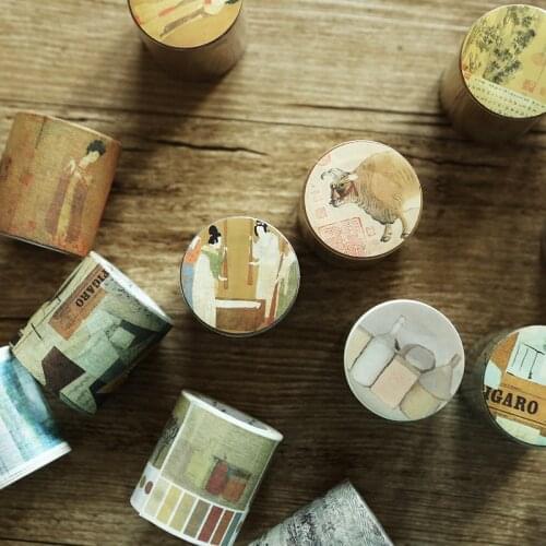 4cm*7m/Roll Washi Masking Tape Chinoiserie Paper Sticker Seal DIY Crafts Stationery Scrapbooking Adhesive Decoration Supplies