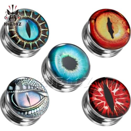 Kubooz New Colorful Eye Piercing Tunnels Ear Gagues Earrings Stainless Steel Body Jewelry for Wemen Men Fashion Gift 6 to 30mm