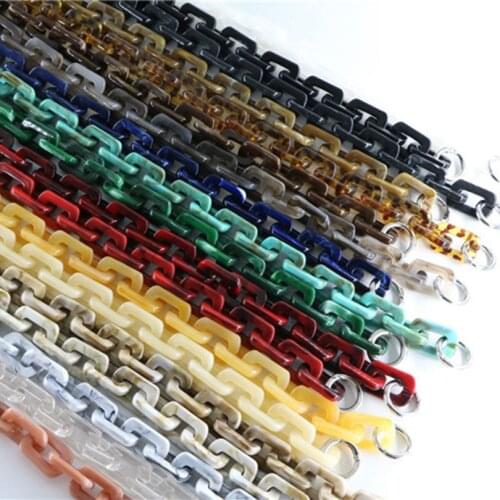 Rich Color Patterns Resin Handle Bag Strap Women Acrylic Removable DIY Shoulder Rainbow Handbag Jewelry Accessories Purse Strap