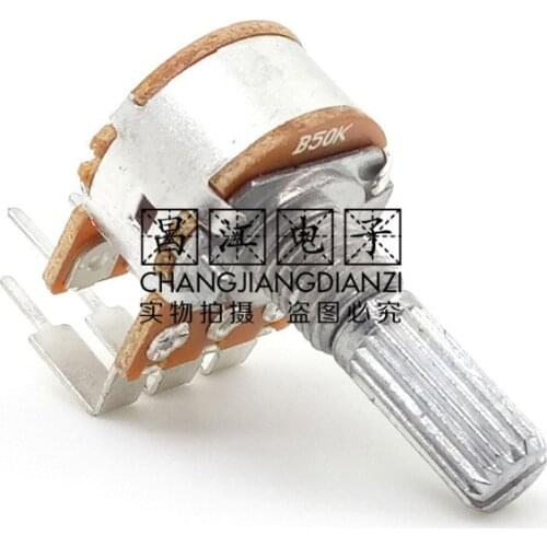 1 Piece B50K Stereo Channel B503 Audio Speaker Amplifier Volume Potentiometer 20MM Flower Shaft 6-pin Bend Feet