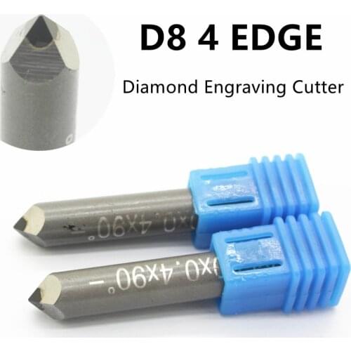 Stone engraving bits diamond carving tools lathe end Milling Cutter Granite Engraver Marble Relief cnc 4 edge PCD Shank 8mm