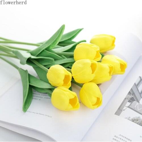 Green Leafs Decorating SimulationTulip Artificial Flower Home Room Decoration Flower Wedding Decoration Artificial Flower