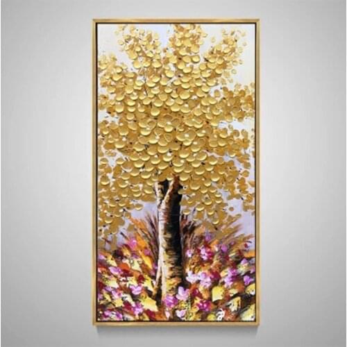 China Gold Rich Tree Oil Painting Hand Made Wall Art Oil Painting Abstract for Living Room Wall Decor on Canvas For Wall