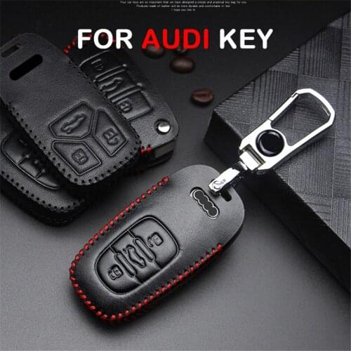 Leather Car Key Case Cover For Audi A1 A2 A3 A4 A5 A6 A4L A8 Q2 Q3 Q5 Q7 Q8 TT Car Keyring Keychain Key Fob Cover Accessories