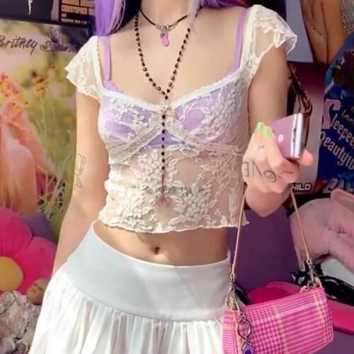 Lace Camisole Womens Floral Hollow Out Sleeveless Top Sexy See Through Slim Camis Bottoming Beach Clubwear Tank