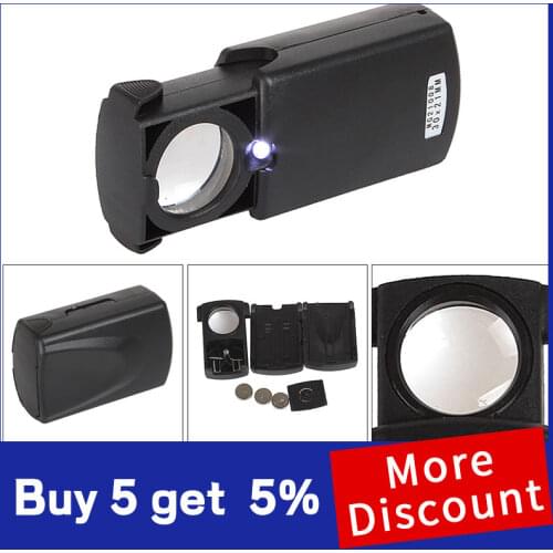 30X Pull-type Jewelry Magnifier,Mini Pocket Hand Magnifying Glass,Portable Microscope Loupe Optical Lens Tool with LED Light