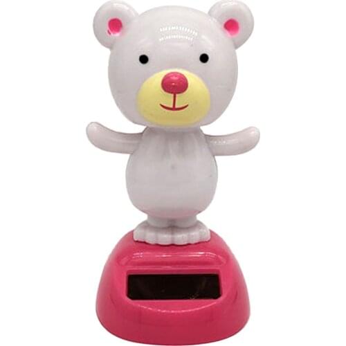 Solar Powered Lovely Bear Waving Head, Animal Figures, Car or Home Decoration