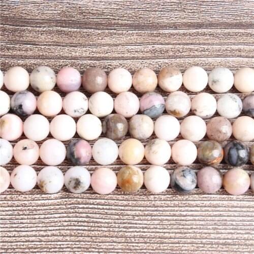 LanLi Fashion Natural Jewelry Pink OPal stones Loose Beads 6 8 10 12mm Suitable for DIY bracelet necklace Accessories make