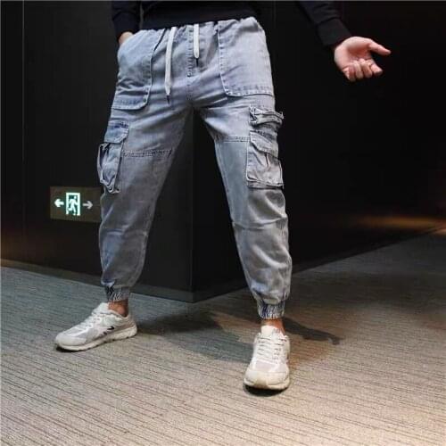 Mens jeans casual fall/winter cotton hip-hop pants slim mens street motorcycle jeans