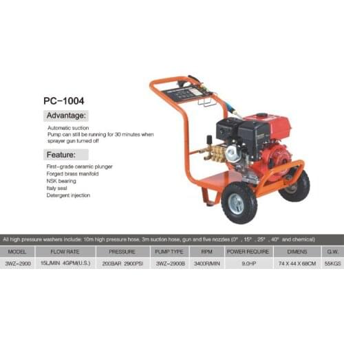 PC-1004 series all copper high pressure washing plunger pump gasoline engine car washer