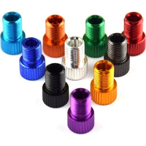 10PC Aluminum Alloy Bike Valve Adapter Bicycle Road Racing Bike Inner Tube Caps Cover Presta to Schrader Air Pump Converter Gas