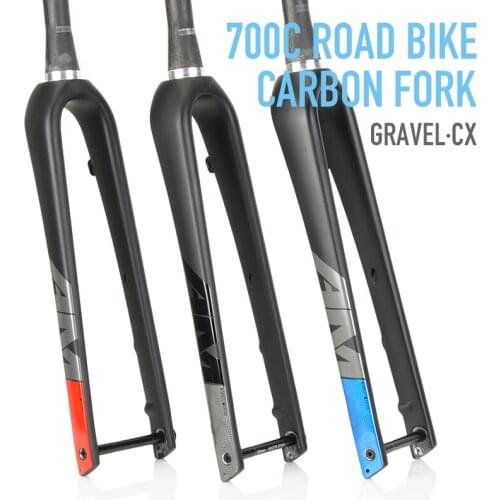 460g AM CX5 Gravel XC 700C Road Bike Carbon Rigid Fork 12mm THR Tapered Steerer Flat Mount Disc Brake