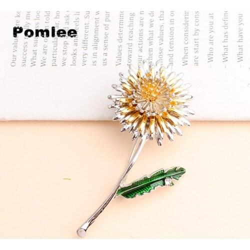 Pomlee 2021New Arrival Dandelion Brooches For Women Flower Pin Elegant Spring Design Jewelry High Quality Wholesale