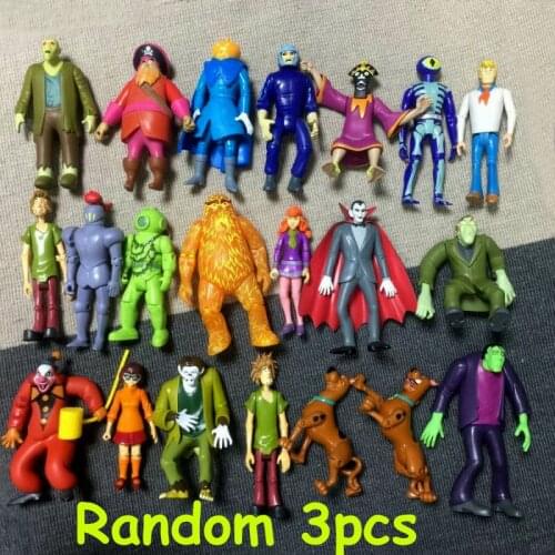 Ramdom 3Pcs Scooby Mystery Solving Crew Shaggy Ghost Dracula 5" Action Figure 50th Anniversary Doll Toy Xmas Gift