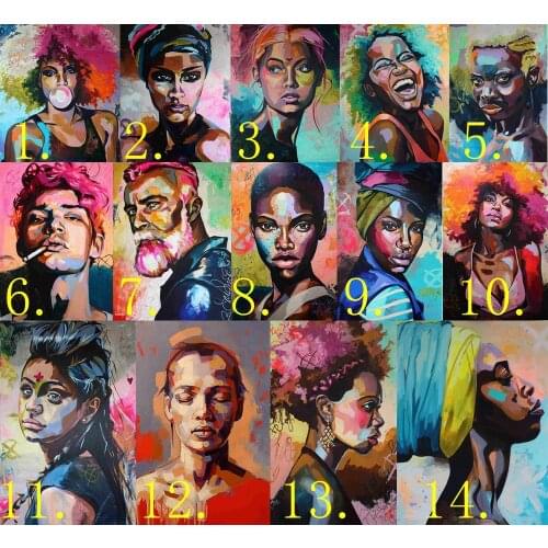 DIY Number Painting African Woman Portrait Canvas Painting Paint By Numbers Abstract Wall Decor Coloring by Numbers Afro Custom