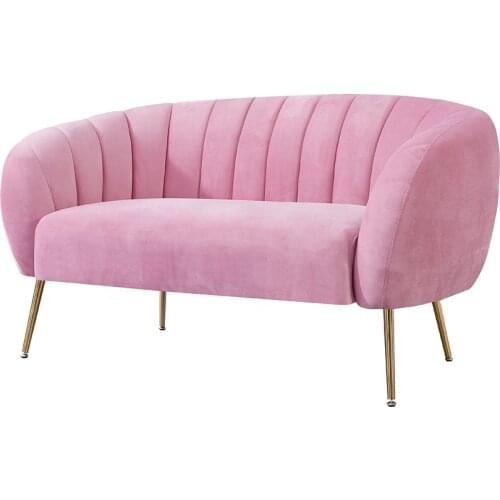 Hot sell living room shell sofa love seat two seat pink velvet sofa