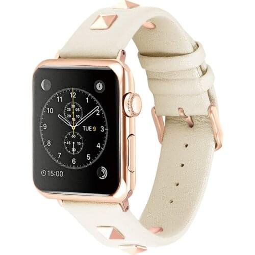 Luxury Rivet Leather loop for iWatch 40mm 44mm Sports Strap Single Tour band for Apple watch 42mm 38mm Series 1 2 3 4 5 6 SE Gir