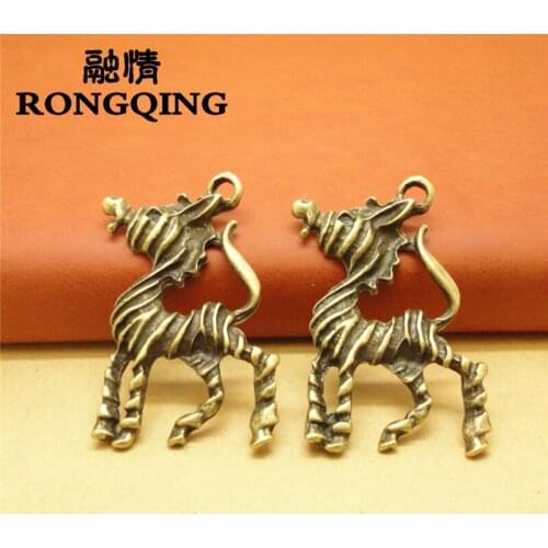 RONGQING 10pcs 32*40MM Sided Dimensional zebra antique alloy charm pendant Charms fit Bracelets & Necklaces DIY Jewelry