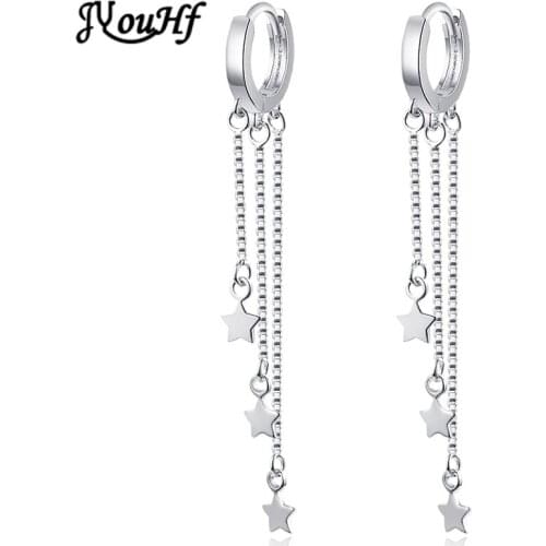 JYouHF Elegant 925 Sterling Silver Long Chain Tassel Earrings for Women Fashion Simple Gold Silver Stars Pendant Earring Jewelry