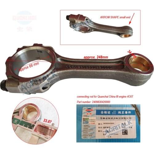 The connecting rod for Quanchai engine 4C6T (China III) for Lovol series tractor, part number: 2409830420000