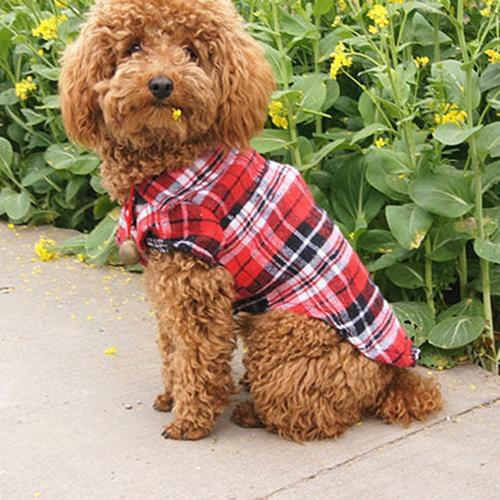 TINGHAO Dog clothes Cute Pet Puppy Comfortable Plaid Shirt Coat Clothes T-Shirt Size XS S M L Dog Supplies
