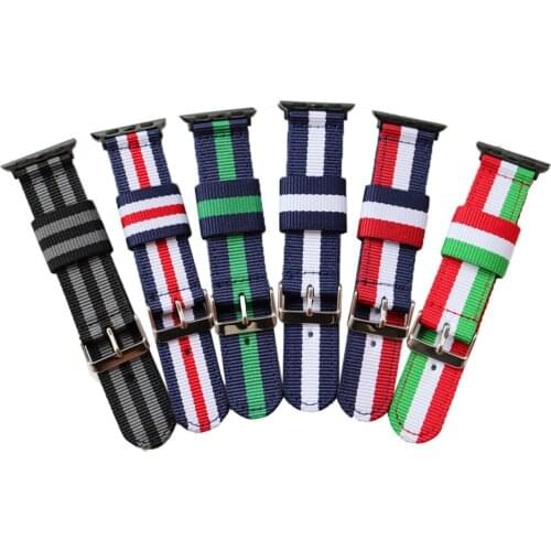 Canvas Nylon Watchband for Apple Watch 38mm 40mm 42mm 44mm Woven Nylon Wrist Bracelet Band Strap for iWatch Series 1 2 3 4