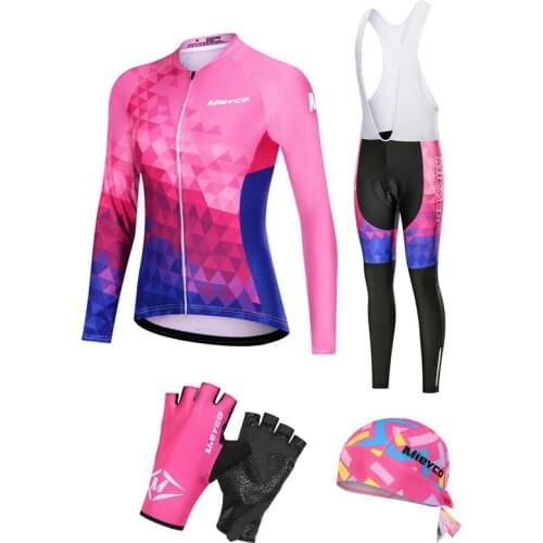 Long Sleeve Cycling Sets MTB Bike Sportswear Roupas Femininas Jersey Bib Pants Suit Spring Autumn Quick Dry Clothing Ciclismo