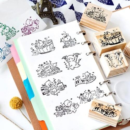 XINAHER Cute Animal cartoon cat pet stamp DIY wooden rubber stamps for scrapbooking stationery scrapbooking standard stamp