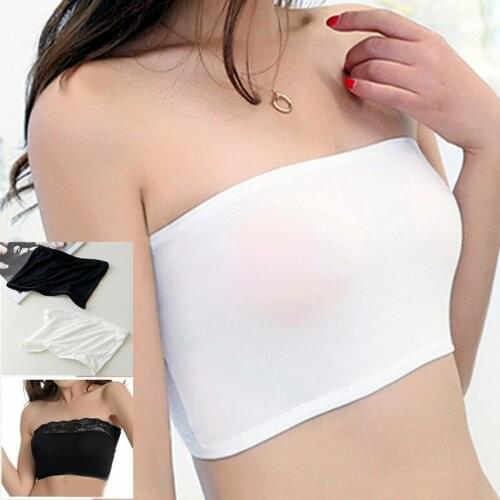 Female Sexy Strapless Boob Tube Top Bandeau Bra Modal Ladies Stomacher Wrapped Chest Bottom Underwear pad Prevent peeping