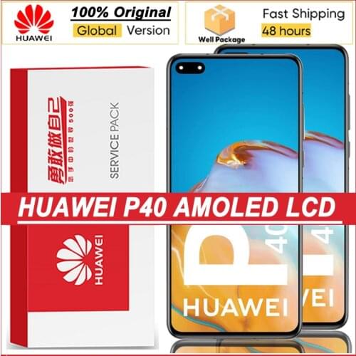 100% Original 6.1" For Huawei P40 AN00 TN00 LCD Display Screen Frame Touch Panel Digitizer For Huawei P40 ANA-NX9 Repair Parts