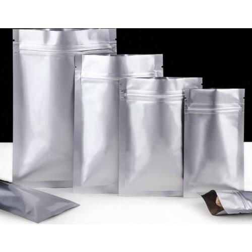 100pcs 13 sizes 6*8cm Small Sliver Self sealing Aluminum Foil Zipper bag Ziplock bags Zip lock packaging Packing food seed