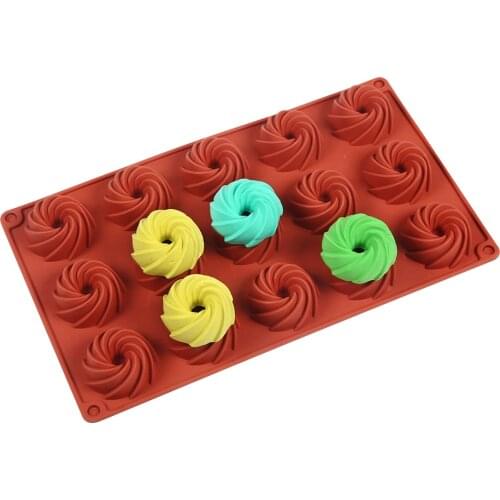 15-Cavity Silicone Cake Molds for Baking Dessert Mousse New Decorating Moulds 3D DIY Spiral Shape Chocolate Bakeware Tool