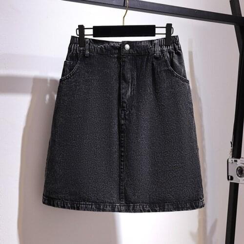 2021 Oversized Denim Skirt Women Spring Summer Retro Bag Hip Skirts Plus Size XXL-6XL Loose Blue Black Jeans A-Line Skirts KW502