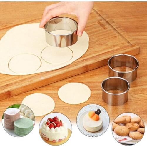 3pcs /set Stainless Steel Round Dumplings Molds Cutter Maker Cookie Cake Pastry Wrapper Dough Cutting Accessories Kitchen Gadget