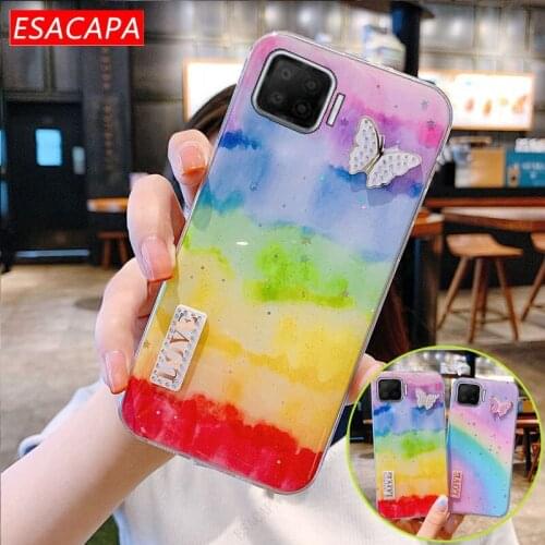 3D Butterfly Silicone Case For OPPO F17 F11 Pro A93 A72 A53 Glitter Star Rainbow Soft Phone Cover For OPPO A31 A9 A5 2020 A11X