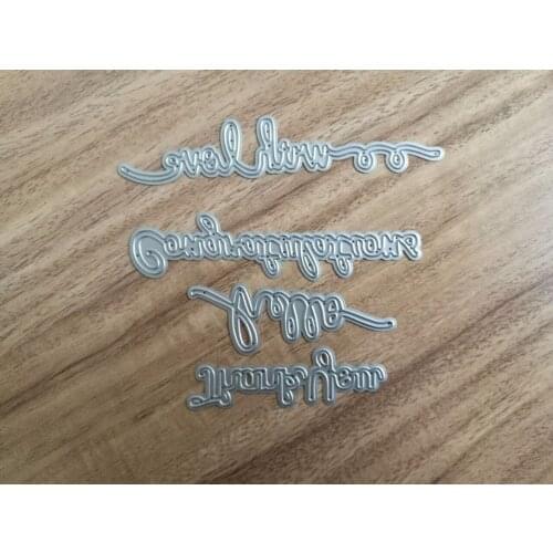 4pcs Metal wish words Cutting Dies Stencils for DIY Scrapbooking photo album Decorative Embossing DIY Paper Cards thank you
