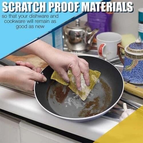 4Pcs/Set Kitchen Scrubbing Sponge Steel Wire Dish Brush Heavy Duty Non-Scratch Cleaner Scouring Pads Cleaning Tools