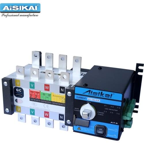 AISIKAI ATS 125A 4P controller dual power automatic transfer switch parts 220V 380V electric diesel generator panel board 3phase